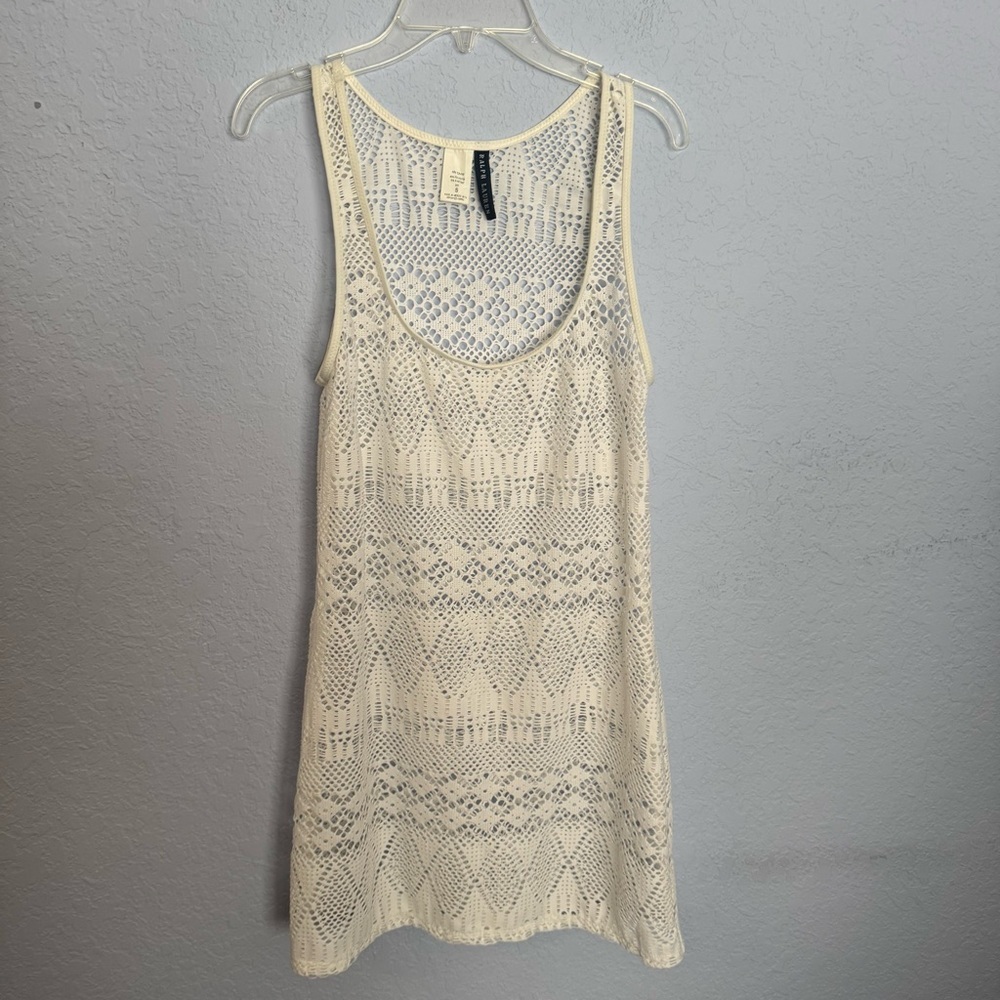 Ralph Lauren White Crochet-Mesh Swimsuit Cover-Up Small
